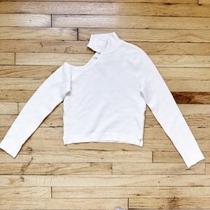 Abercrombie & Fitch LuxeLoft Cutout Slim Mockneck Sweater White Size Small